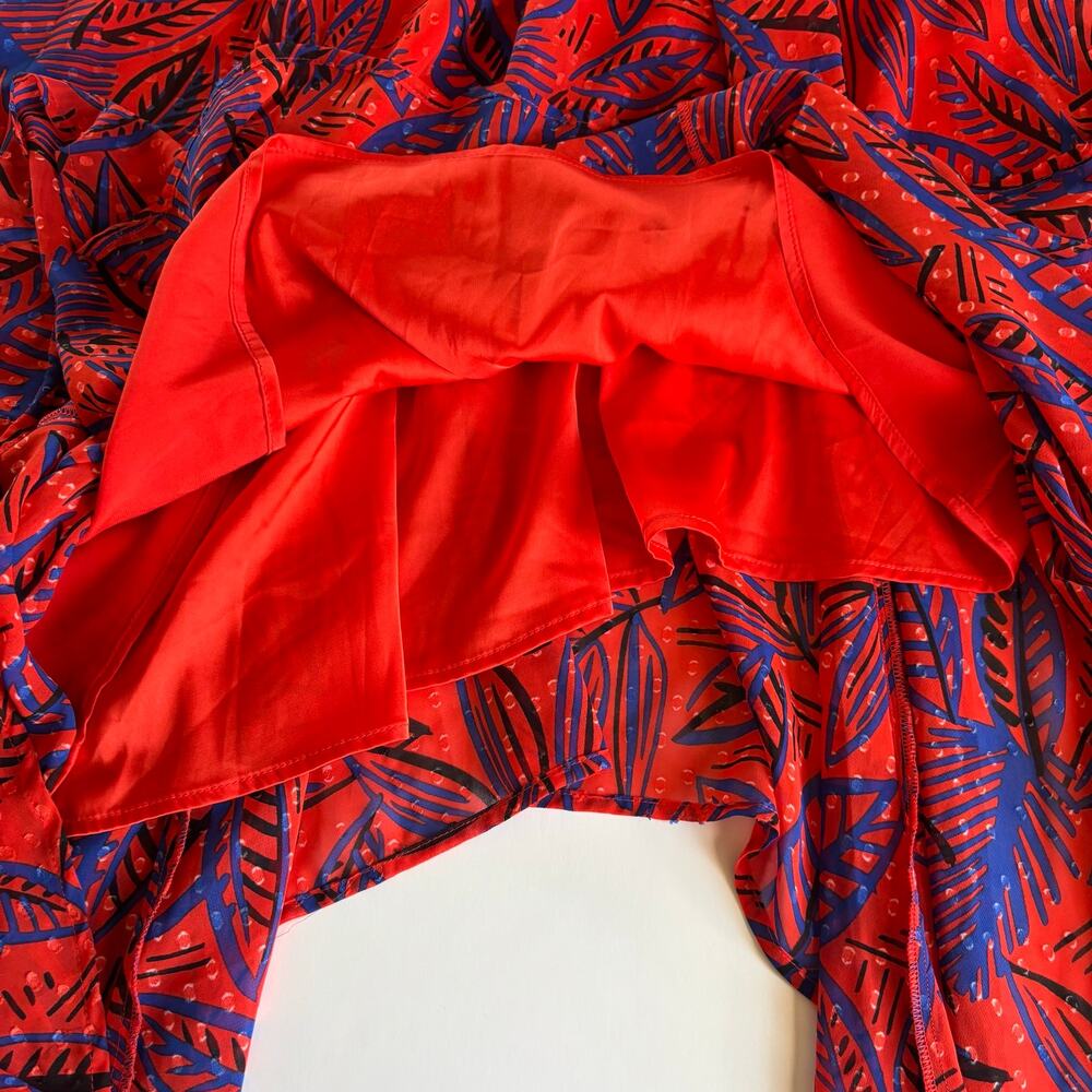 Alexis x Target Red Tropical Leaf Dress Women’s Medium NWT Asymmetrical Hem Boho - Picture 8 of 10